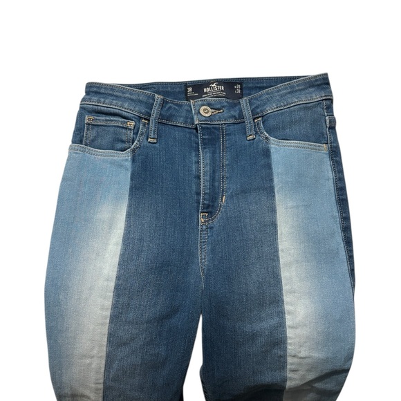 Hollister High Rise Vintage Flare Jeans 26 X 32 Two-Tone Blue Boho 90s 70s Indie - Picture 5 of 8